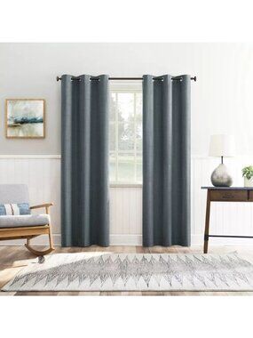 Sun Zero Arlander Blackout Heather Blue Grommet Hang Curtain Panel 40" x 84"